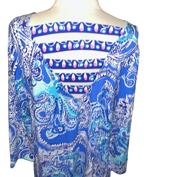 Lilly Pulitzer Coastal Blue LEGGA SEA OPHELIA DRESS Octopus Swing Stretch Large - Picture 4 of 7